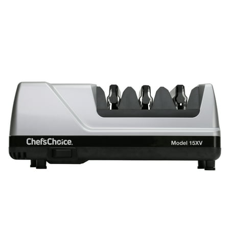 Chef'sChoice Model 15XV 15-Degree 3-Stage Electric Knife Sharpener for Straight Edge and Serrated Knives, Platinum