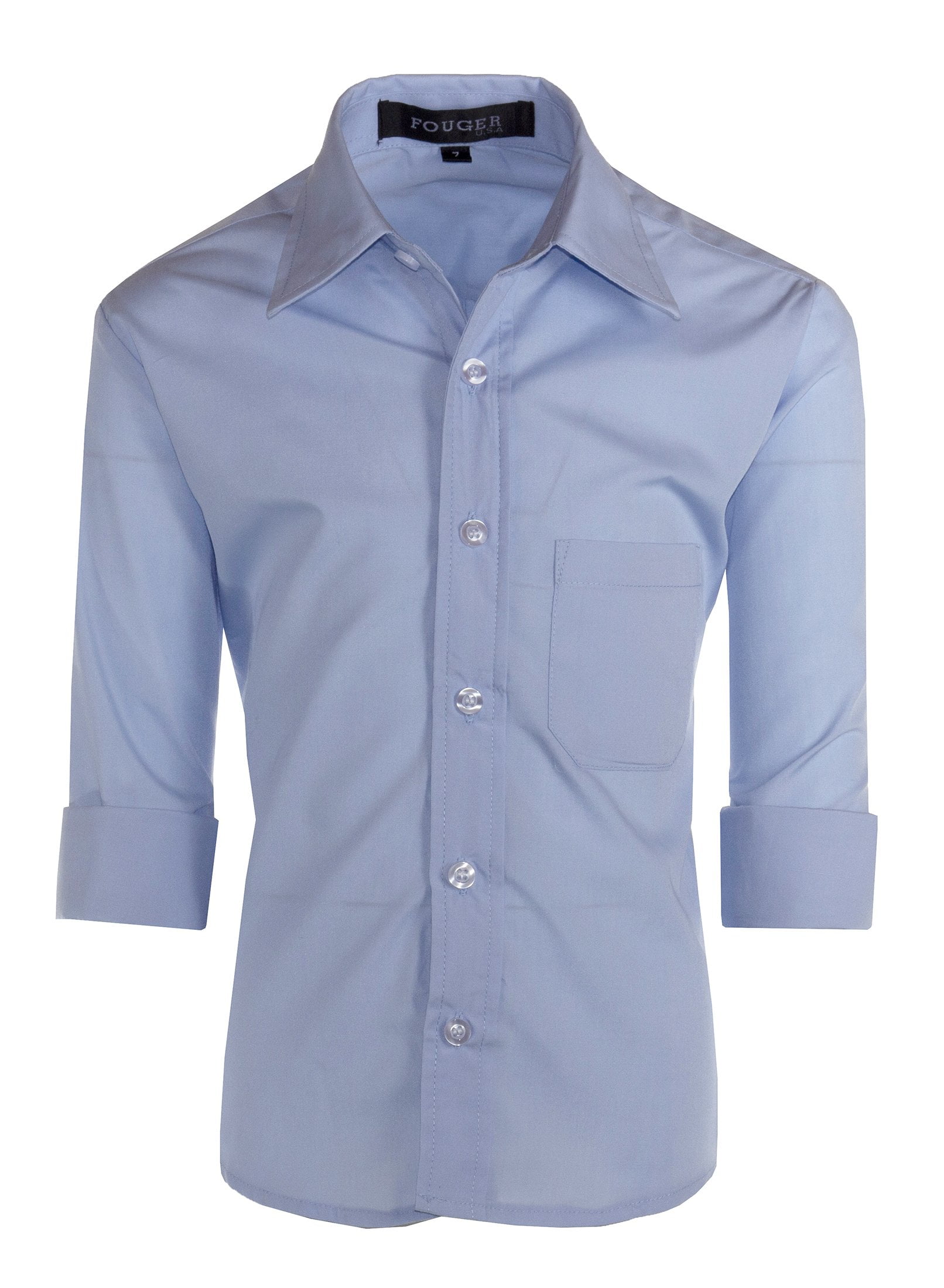 Fouger - Boys Slim Fit Long Sleeve Dress Shirt - Aiden - Walmart.com ...