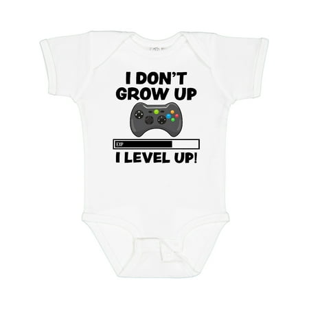 

Inktastic I Dont Grow Up I Level Up with Game Controller Black Boys or Girls Baby Bodysuit