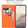 thumbnail image 5 of Fit for Google Pixel 6 Genuine Leather Wallet Case with RFID Blocking Card Holder,Headset Winder,Flip Folio Magnetic Closure,Kickstand,Wrist Strap Cover Case for Google Pixel 6,6.4",Orange, 5 of 14