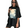 thumbnail image 3 of Plus Size Shirt for Women Black Tops for Women Short Sleeves Shirt for Women Enigmatic Tropics T Shirt Crewneck Shirt for Women XL, 3 of 5