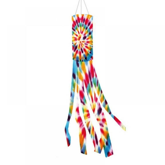 Tie Dye Windsock Flag Rainbow Color Tails Design Windsock Flag Outdoor Hanging Decoration for Home Yard Garden Balcony Decoration
