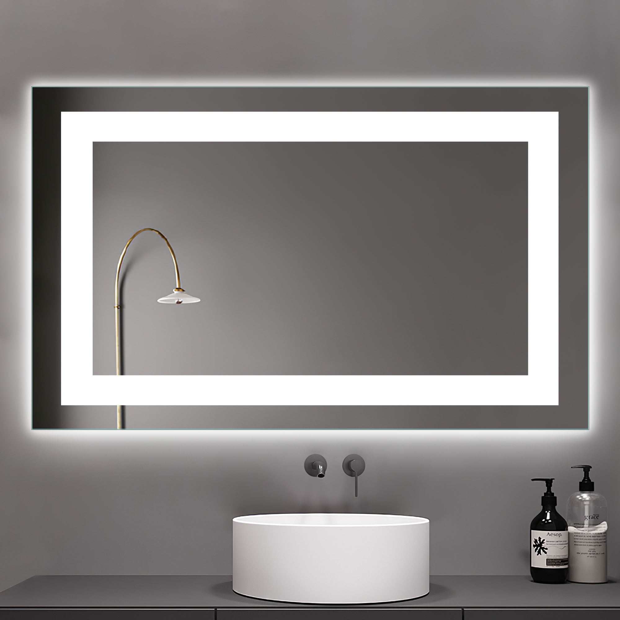 Details about   Anti-fog Wall Mounted Vanity Mirror with Touch LED Lights Bathroom Makeup Mirror 