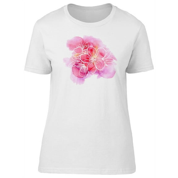 Beautiful Pink Hibiscus Flowers T-Shirt Women -Image by Shutterstock, Female Large