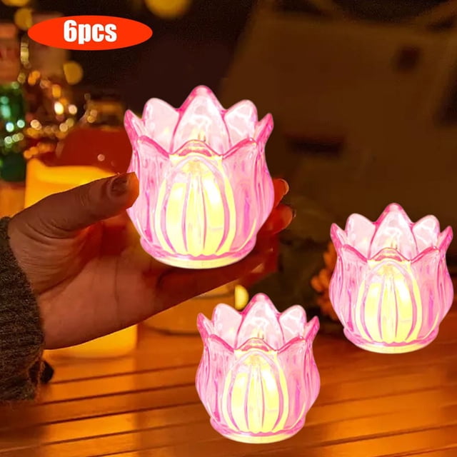 Feltree Exquisite LED Acrylic Electronic Candle Light Christmas Night Light 6 Pcs Optional Multi Color Friendly and Energy Saving The Choice for Home Decoration