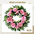 thumbnail image 5 of Spring Door Wreaths for Front Door, Realistic Floral Wreaths with Pink Roses and Green Leaves, All-Season Silk Flower Door Decor, 16 in Round Mixed Flower Wreath, 5 of 5