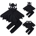 thumbnail image 1 of Kids Costumes Capes Cloak with Hood for Halloween Party Children's Halloween Batshape Jumpsuit Cloak Hoodie + Black Pant Set, 1 of 9