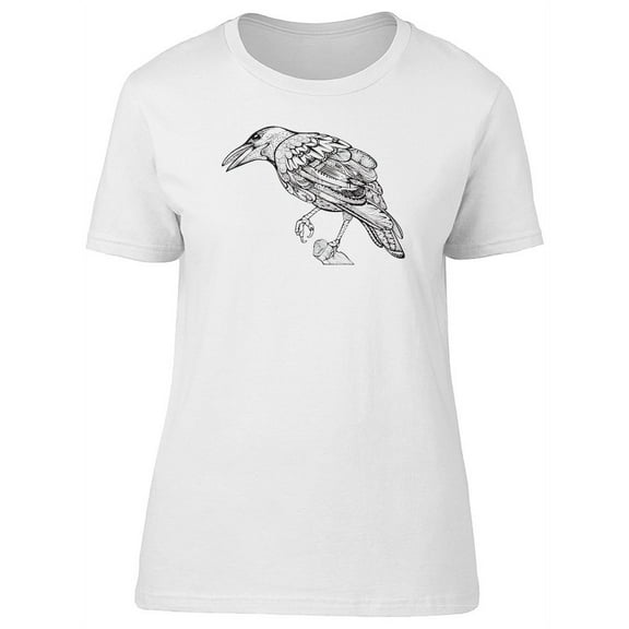 Crow With Paw Up B&W T-Shirt Women -Image by Shutterstock, Female x-Large