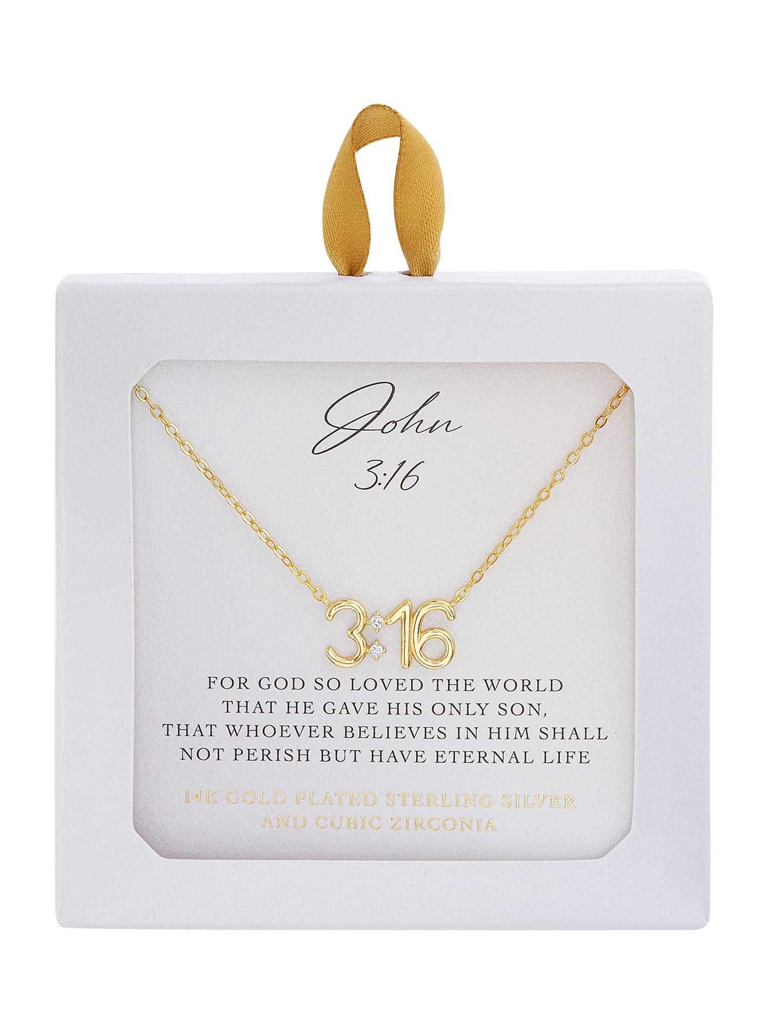Brilliance Fine Jewelry Sterling Silver 14K Gold-Plated Bible Verse John 3:16 16"+2" Necklace