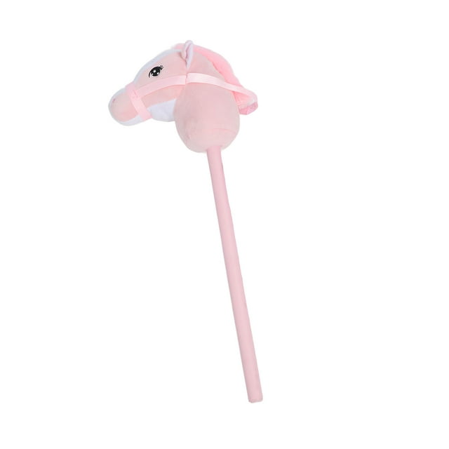Stick Hobby Horse Riding Toy, Stick Horse Plush Handcrafted Hobby Horse on A Stick , 27.56inch 2 Sound Effect Plush Horse Stick Toy with Neighing Sounds