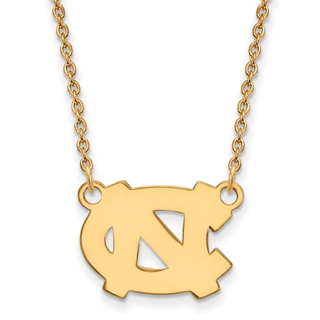 925 Sterling Silver With GP LogoArt U of North Carolina Small Pendant With Necklace; for Adults and Teens; for Women and Men