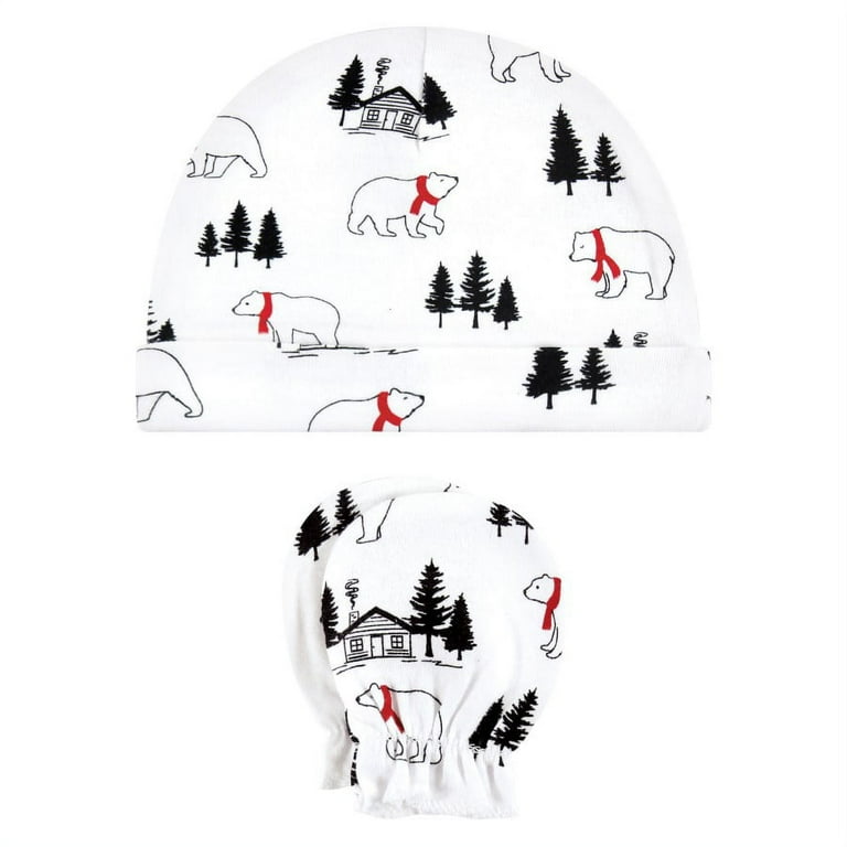 Hudson Baby Unisex Baby Cotton Cap and Scratch Mitten Set