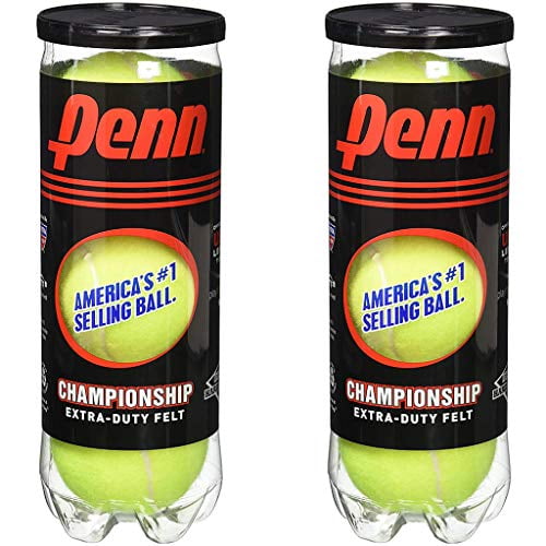 Penn Championship Tennis Balls Extra Duty Felt Pressurized Tennis Balls (2 Cans, 6 Balls