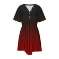 thumbnail image 4 of Summer Saving Women's Dresses, Women's Summer Dress Casual V Neck Short Sleeve Drawstring Dresses With Pockets(Red,XL), 4 of 9