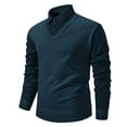 thumbnail image 2 of ohmzyzo Mens Lapel V Neck Wool Blend Knit Sweater Long Sleeve Striped Print Pullover Top Casual Lightweight Sweatshirts Green 4XL, 2 of 7