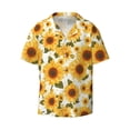 thumbnail image 2 of Lsque Yellow Polka Dot Sunflower print Men's Cuban Collar Short Sleeve Shirt Summer Beachwear Casual Button Down Fashionable Vacation Leisure Shirt-Small, 2 of 7