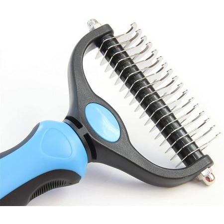 Pet Grooming Brush - Double Sided Shedding and Dematting Undercoat Rake ...