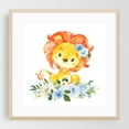 thumbnail image 2 of Lion, Safari Animals, Jungle Animals, Blue Flowers, Boy Nursery - Illustration Watercolor Animal Floral Whimsical Flowers Unframed Wall Art Print 6 x 6 inches, 2 of 9