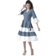 thumbnail image 3 of eloria Women Box Plated Fit and Flare Dress Party Wear Causal Midi Dress Knee Long One Piece Dress, Color: Grey, Size: L, 3 of 6