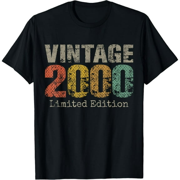 24 Year Old Gifts Vintage 2000 Limited Edition 24th Birthday T-ShirtMen and women, Black T-shirt, size: Extra large