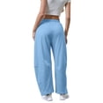 thumbnail image 5 of JFGHDG Barrel Sweatpants Women Casual Drawstring Elastic Waist Wide Leg Sweatpant Lounge Baggy Pants with Pockets Light Blue 2XL, 5 of 8