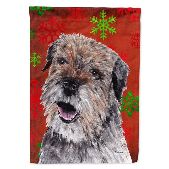 Border Terrier Red Snowflake Christmas Flag Canvas House Size