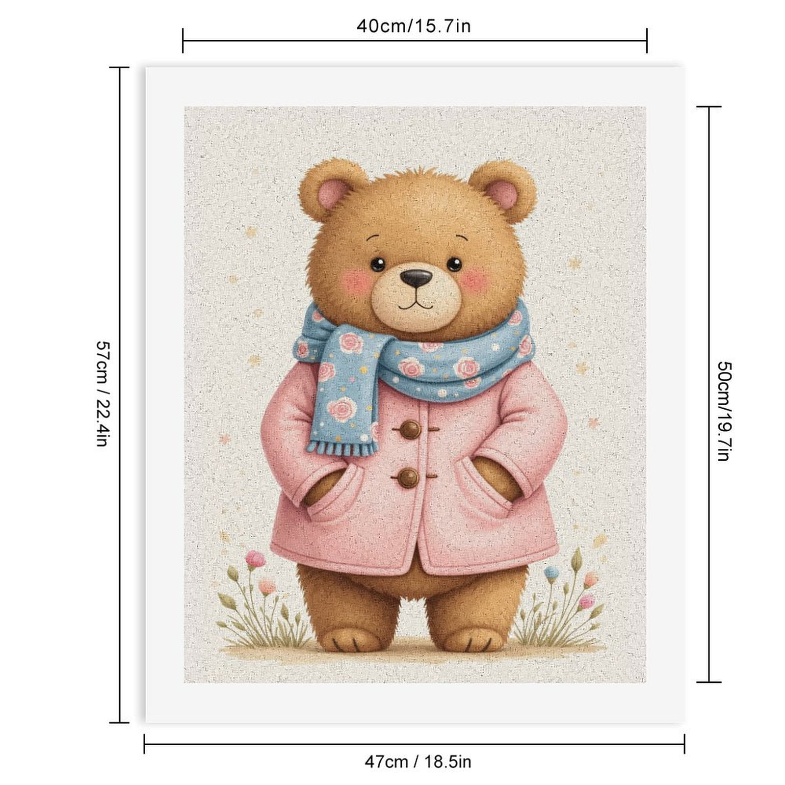Paint By Numbers Kit for Adults Beginner - DIY Adorable Bear In Cozy Attire Canvas Painting Kits for Adults, Frameless Paint By Number for Adults for Home Wall Decor 16x20 Inch