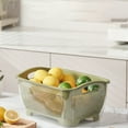 thumbnail image 4 of PuSpu Home Decoration Kitchen Utensils – Double-Layer Drainage Basket Fruit Bowl & Rice-Washing Multifunctional Leak-Proof Plastic Wash Basin, Green, 33×23.5×14.5 cm, 4 of 6