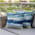 thumbnail image 3 of Outdoor Pillow Covers 18x18 Set of 2, Navy Blue Coastal Beach Waterproof Patio Throw Pillow Covers for Couch Sofa Chair, Summer Nautical Abstract Ombre Art Decorative Pillowcases for Throw Pillows, 3 of 9