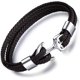 thumbnail image 1 of Pulsera para hombres y mujeres, pulsera de piel de vaca hecha a mano, pulsera de ancla vintage multicapa, 3 tamaños, 1 of 4