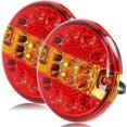 thumbnail image 1 of 2PCS 12/24v LED Round Light Trailer Tail Light Hamburg Lighting for Truck Caravan (red & amber, round), 1 of 5