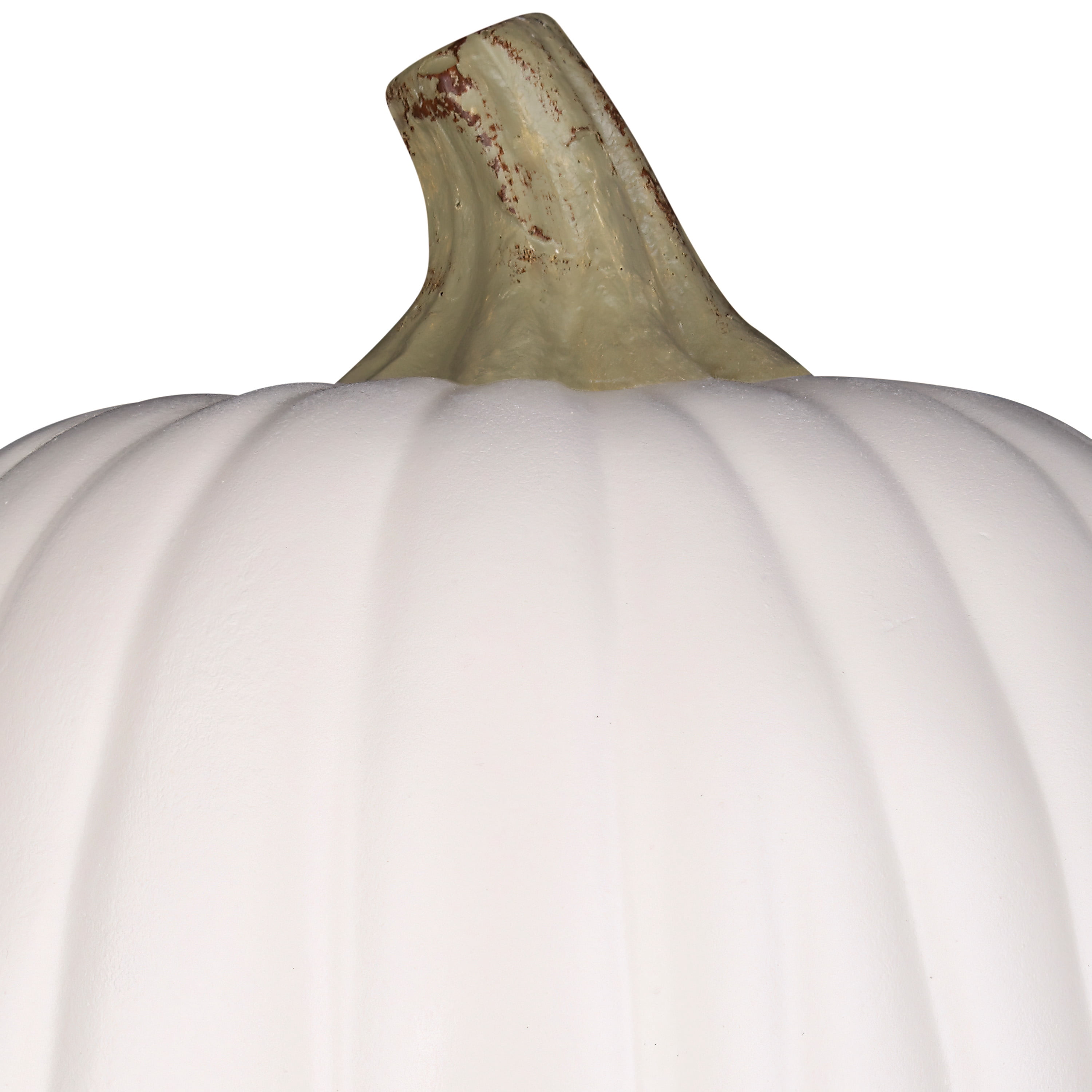 13-Inch-Tall Molded Cream White Craft Pumpkin with Natural Gold Stem for Outdoor Fall Decor