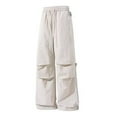 thumbnail image 4 of CHEEREAM Baggy Cargo Pants Men Wide Leg Casual Parachute Pants Jogger Drawstring Hiking Hip Hop Pants with Pocket Beige XL, 4 of 5