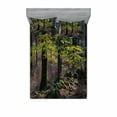 thumbnail image 2 of Forest Bedding Set with Sheet & Covers, Natural Scenery Trees Autumn Season in Woods Wilderness Rural Growth Eco Photo, Printed Bedroom Decor 2 Shams, 4 Sizes, Green Pale Pink, by Ambesonne, 2 of 3