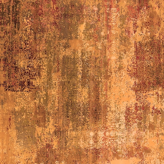 Ahgly Company Indoor Square Oriental Orange Industrial Area Rugs, 6' Square