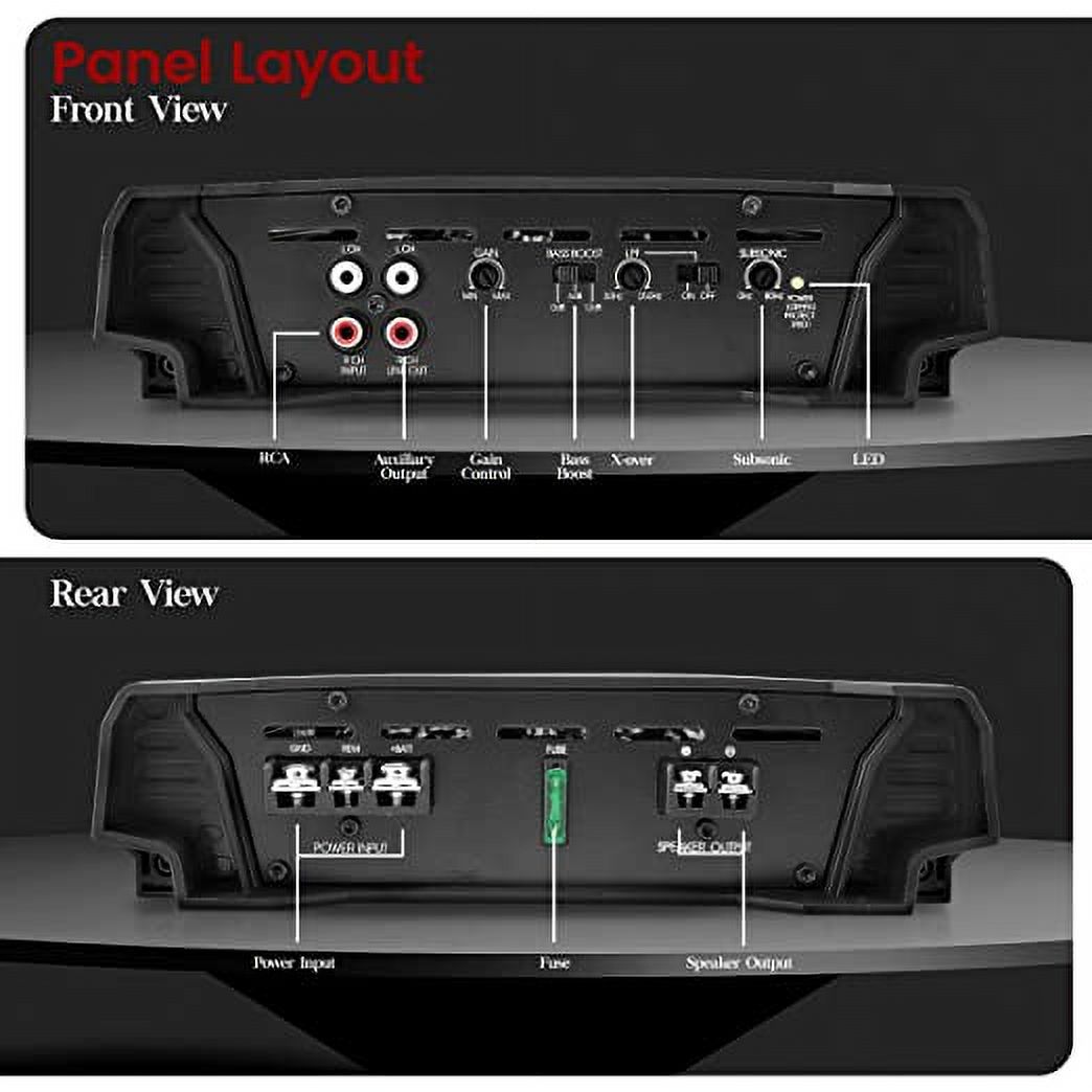 Mono-Block Mosfet Amplifier - 2 Ohm Stable, Heritage Series Amplifier,Low Pass Filter, Chrome RCA Inputs, Power Speaker Terminals, 5 Way Protections with Bass Boost Circuitry - HTG138