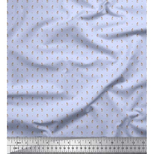 Soimoi Poly Georgette Fabric Triangle & Spoon Kitchen Print Fabric by The Yard 52 Inch Wide