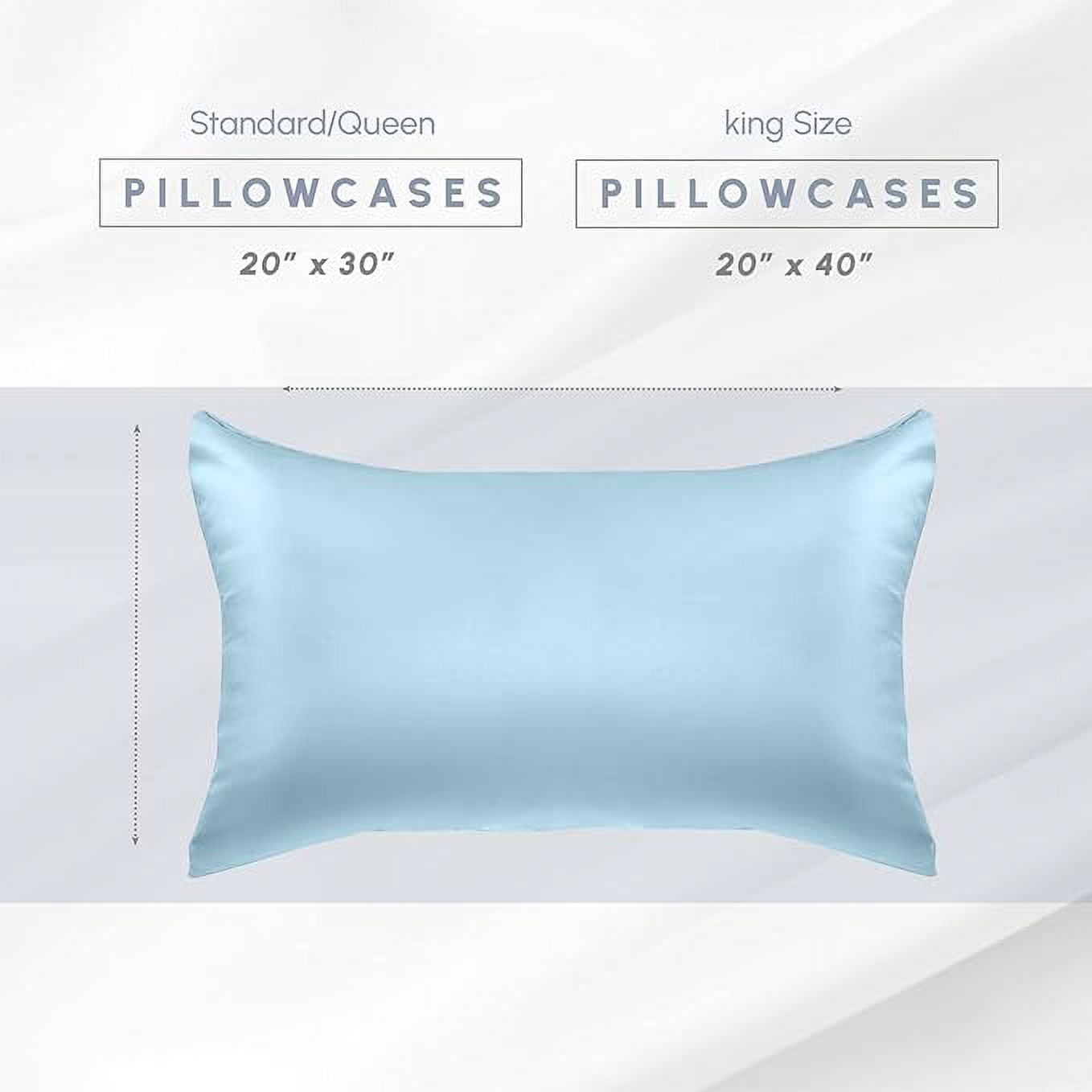 Cooling Viscose Satin Pillowcase 6-Pack Set with Hidden Zipper Closure, King, Baby Blue