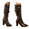 thumbnail image 3 of YLYL Womens Knee High Boots Chunky Block High Heel Pointed Toe Wide Calf Long Boot, 3 of 9