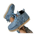 thumbnail image 4 of Mgmyaa Women's Ankle Boots Tassel Lace-Up Round Toe Low Block Heel Comfortable Cowboy Flat Heel Booties, 4 of 9