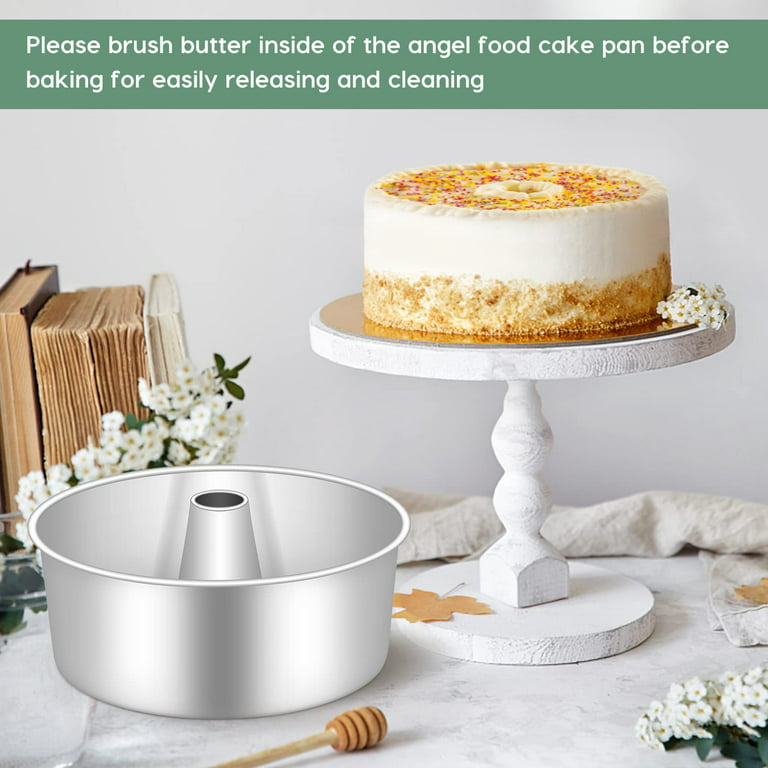 E-far Angel Food Cake Pan Set of 2, 10-Inch Stainless Steel Tube Pan for  Baking Pound Chiffon Cake, One-piece Design & Non-toxic, Dishwasher Safe