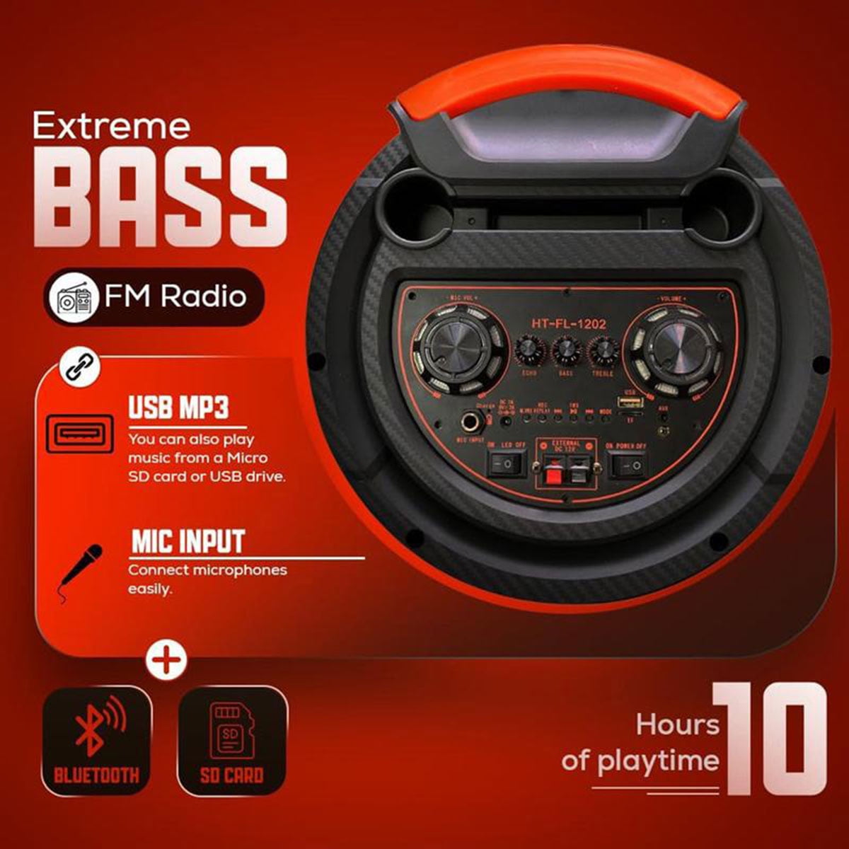 RIDWIND 5000W Powerful Bluetooth Party Speaker with Dual 12" Woofers, Portable Rechargeable Stereo Speaker, LED Lights, FM Radio & Wireless Mic for Karaoke