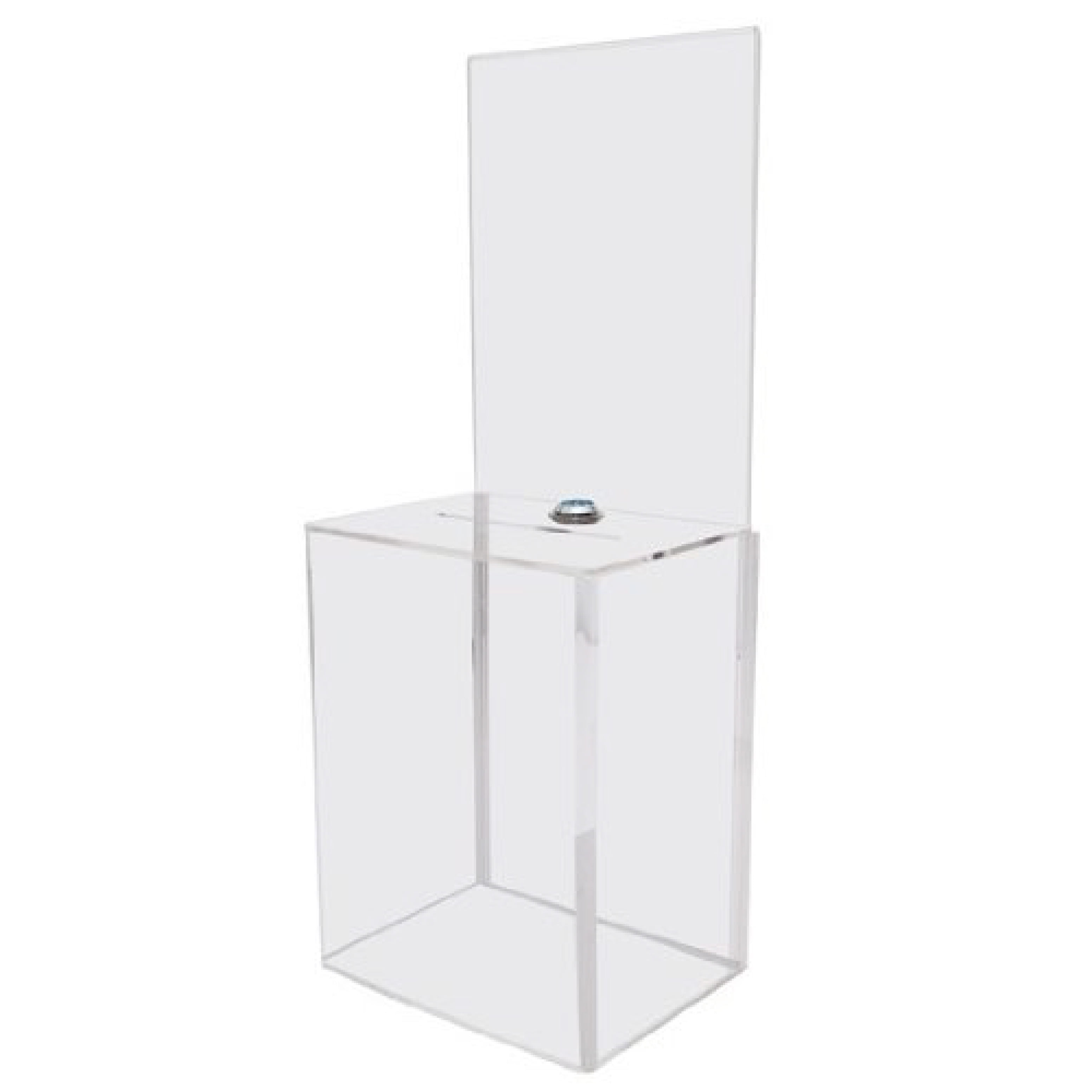 MCB Acrylic Donation Box With Back Wall Curved Display Area with lock & 2 keys 