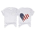 thumbnail image 2 of Hauts d'Été pour Femmes, Tenues de 4 Juillet 2024 Mode Féminine Col Rond Manches Courtes Jour de l'Indépendance Drapeau Américain Imprimé Liberté Familiale Chemise Blanche, 2 of 3