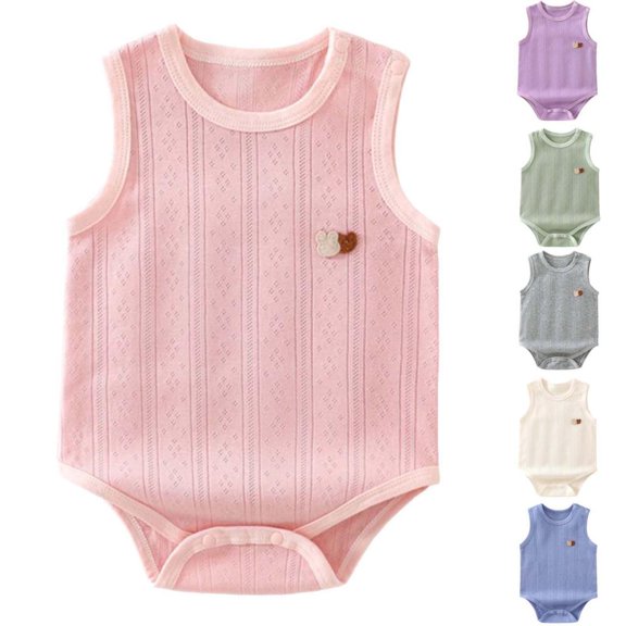 Bxsruta Baby Bodysuit Sleeveless Cotton Romper Infant One-Piece Tank Jumpsuit for Summer