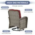 thumbnail image 4 of POCASSY Outdoor Wicker Chairs Swivel Rocking Chairs - Outdoor Swivel Rocking Chairs Set of 2 with Rattan Side Table, Gray Patio Swivel Glider Chair 3PCS Patio Furniture Set for Porch Pool, Gray/Red, 4 of 8