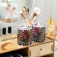 thumbnail image 3 of Yayeee 2 Pack Qtip Holder Bathroom Cotton Swab Canister with Lid Clear Dispenser Set, Beige Wavy Plaid, 3 of 6