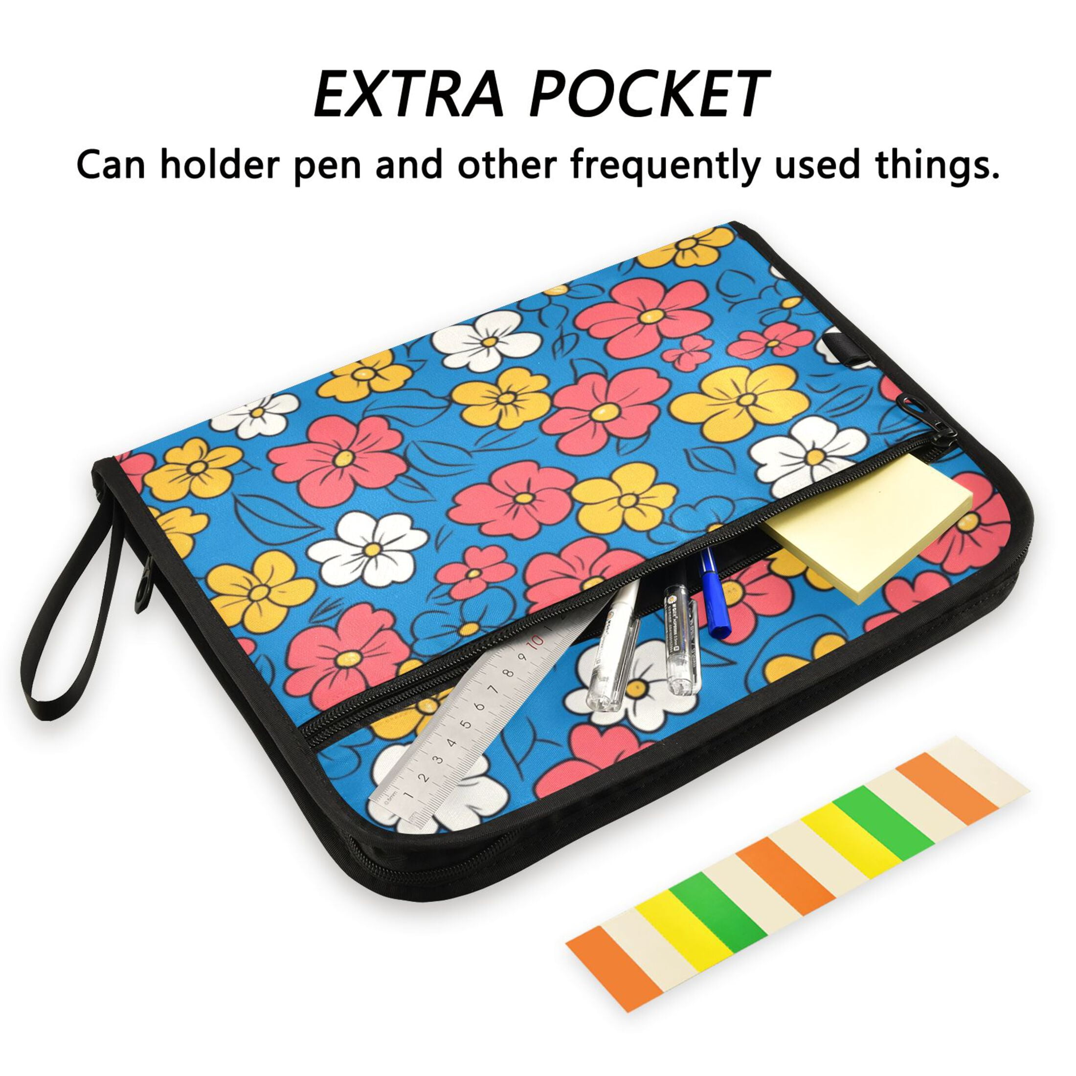 Organ Folder 14.2 x 0.8 x 10.6 Inches 13 Separate Pockets A4 Size Documents Folder A Sort Storage File Manager For The Home Office Pretty Flower Seamless