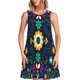 thumbnail image 1 of Balery Colorful Mexican Flower Vestidos de verano para mujer con estampado: vestido holgado sin mangas, vestido playero informal y cómodo para días calurosos., 1 of 7