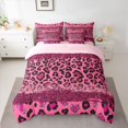 thumbnail image 2 of Homewish Girly Pink Cheetah Print Bedding Comforter Set 7pcs, Chic Fashion Polkadots Queen Bedding Sets, Romantic Anniversary Reversible Queen Sheet Sets, Breathable Home Decor, 2 of 7
